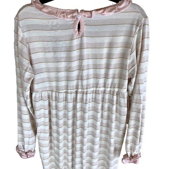 Kickee Pants Girls One Piece Bamboo Sleeper Pajamas Pink Striped Ruffle - Picture 7 of 10